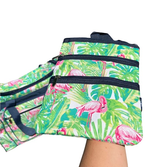 3 PIECE SET NGIL FLAMINGO ISLAND DUFFLE BAG 20"+CROSSBODY PURSE+WALLET - Picture 9 of 12